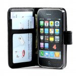 Wholesale iPhone 4S / 4 Simple Flip Leather Wallet Case (Black)